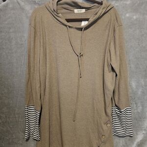 NWT BE StageTan Ribbed Striped Sleeve Hoodie 3x